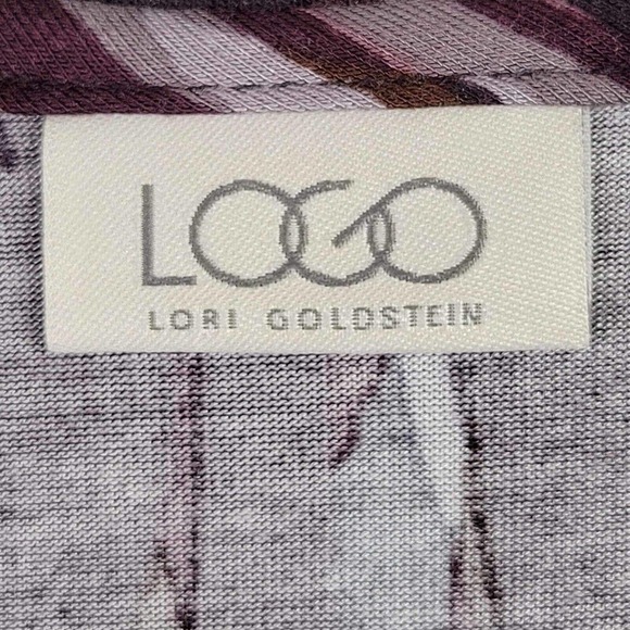 LOGO by Lori Goldstein Women's 3X Purple Striped Long Sleeve Scoop Neck Knit Top - Picture 5 of 9